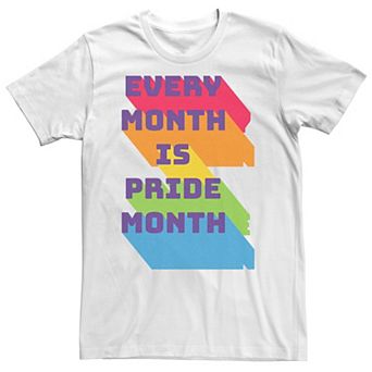 Big & Tall Every Month Is Pride Month Bright Rainbow Text Tee