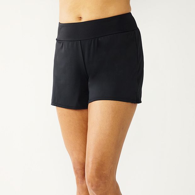  Womens Swim Shorts High Waist Swimsuit Bottoms Tummy Control  Bathing Suit Boy Shorts Board Shorts Black