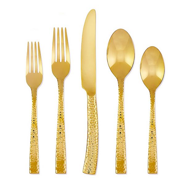 Argent Paris Hammered Gold 5pc. Flatware Set