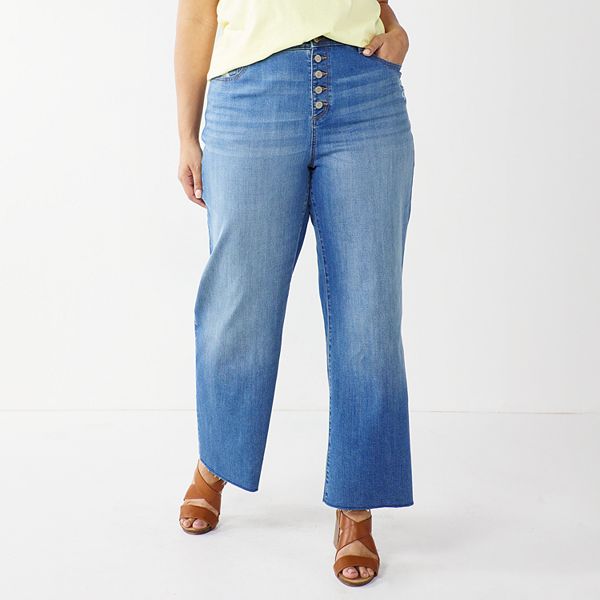 Plus Size Sonoma Goods For Life® High-Waisted Wide-Leg Jeans