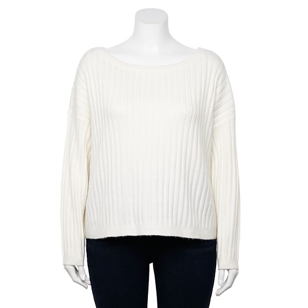 Plus Size Sonoma Goods For Life® x Lauren Lane Rib Drop Shoulder Sweater