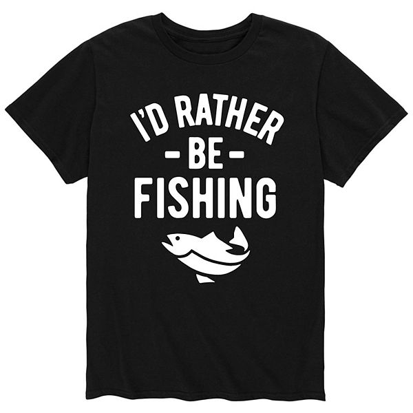 I'D RATHER BE FISHING MENS T Shirt Black Carp Fishing Angling Gifts 