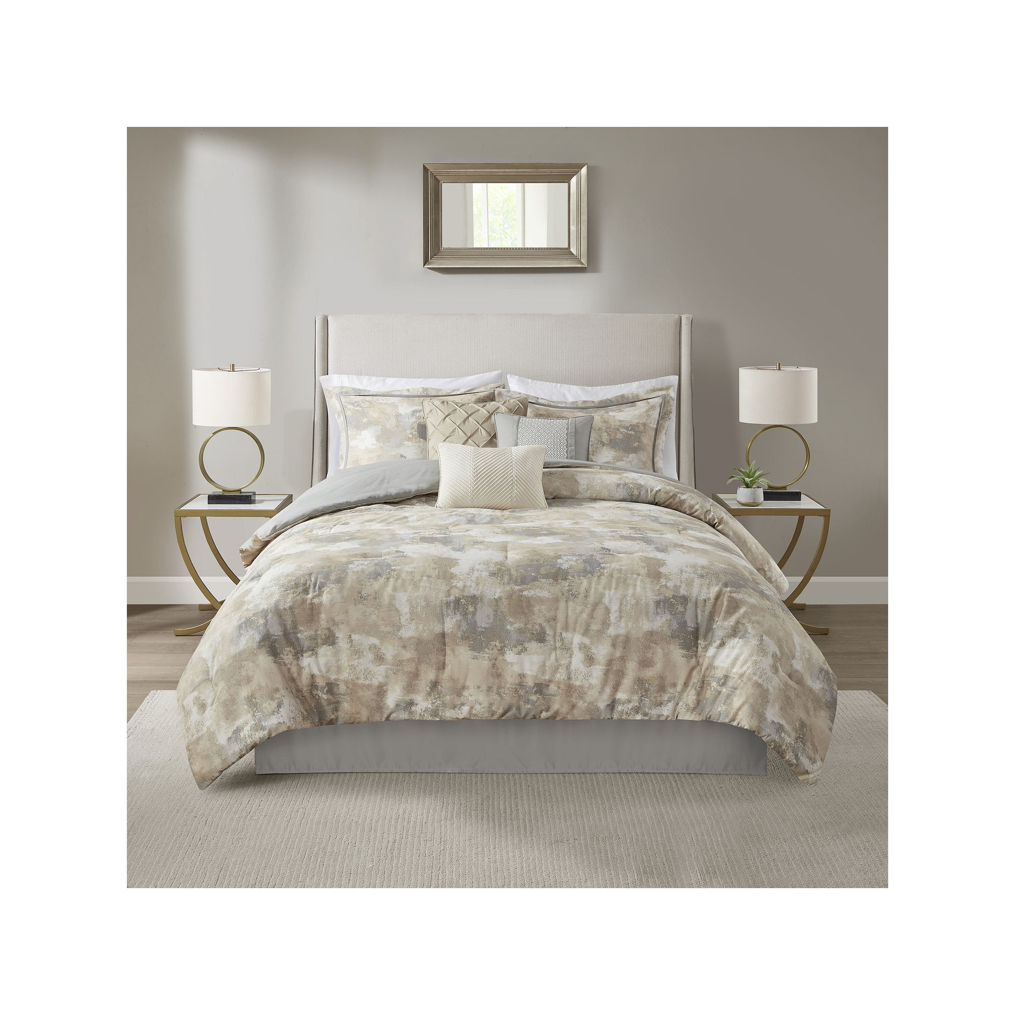 Madison Park Inspire 7-Piece Cotton Rich Comforter Set with Throw Pillows, 