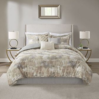 Madison Park Inspire 7 pc Cotton Rich Comforter Set with Throw Pillows
