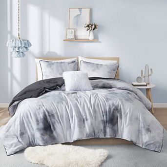 Intelligent Design Karissa Watercolor Tie Dye Antimicrobial Comforter Set with Throw Pillow