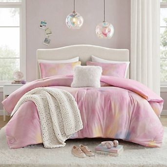 Intelligent Design Karissa Watercolor Tie Dye Antimicrobial Comforter Set with Throw Pillow