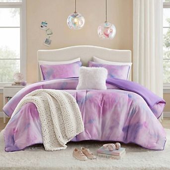 Intelligent Design Karissa Watercolor Tie Dye Antimicrobial Comforter Set with Throw Pillow