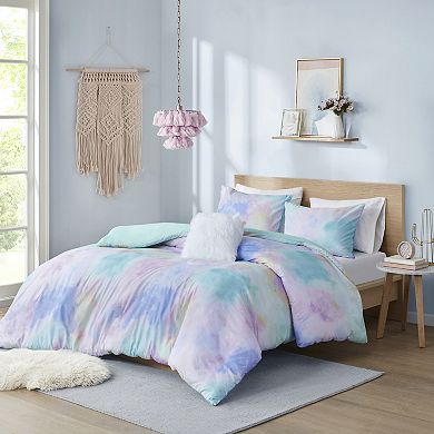 Intelligent Design Karissa Watercolor Tie Dye Antimicrobial Duvet Cover Set with Shams