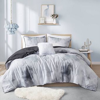 Intelligent Design Karissa Watercolor Tie Dye Antimicrobial Duvet Cover Set with Throw Pillow