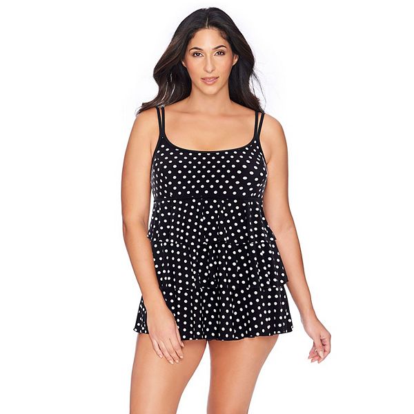 Women's Great Lengths Dot Triple Tier Long Torso OnePiece Swim Dress