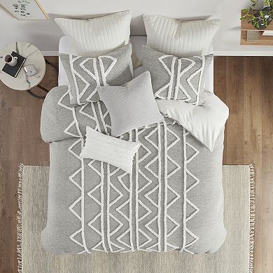 INK+IVY Hayes Cotton Yarn Dye tufted Chenille Duvet Cover Set with Shams
