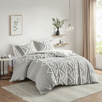 INK+IVY Hayes Cotton Yarn Dye tufted Chenille Duvet Cover Set with Shams