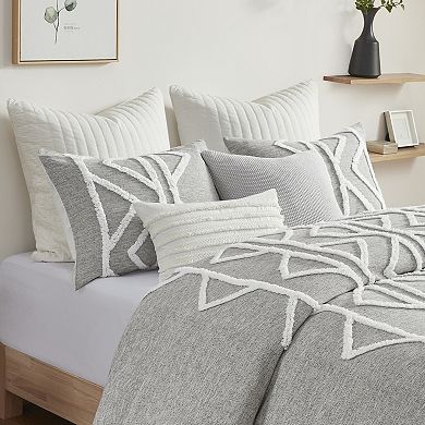 INK+IVY Hayes Cotton Yarn Dye tufted Chenille Duvet Cover Set with Shams