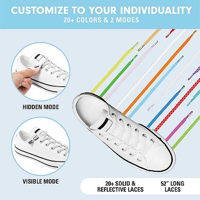 Xpand 3-Pack Reflective No Tie Shoelaces System with Elastic Laces