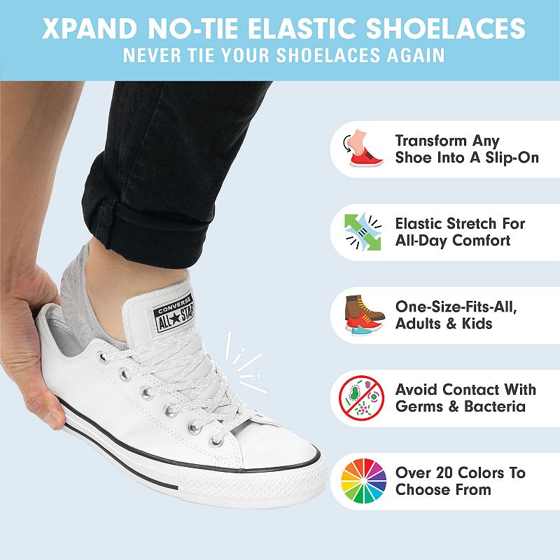 Xpand 3-Pack Reflective No Tie Shoelaces System with Elastic Laces, Womens