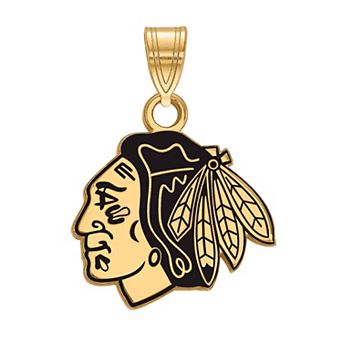 LogoArt Sterling Silver Chicago Blackhawks Small Enamel Pendant