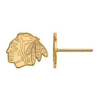 LogoArt 14k Gold Chicago Blackhawks Mini Logo Stud Earrings