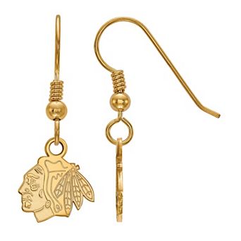 LogoArt Sterling Silver Chicago Blackhawks Mini Logo Dangle Earrings