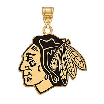 LogoArt Sterling Silver Chicago Blackhawks Large Enamel Pendant