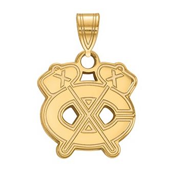 LogoArt 10k Gold Chicago Blackhawks Small Vintage Logo Pendant