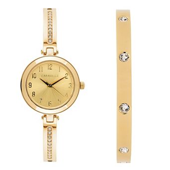 Caravelle by Bulova Women's Gold-Tone Watch & Bangle Bracelet Set - 44X100