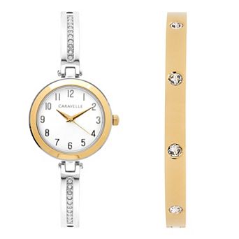 Caravelle by Bulova Women's Two-Tone Watch & Bangle Bracelet Set