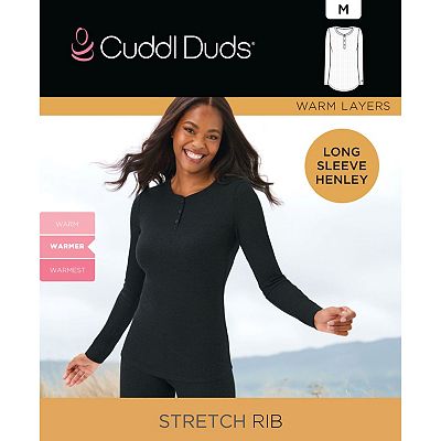 Women's Cuddl Duds® Stretch Rib Long Sleeve Crew Henley Top