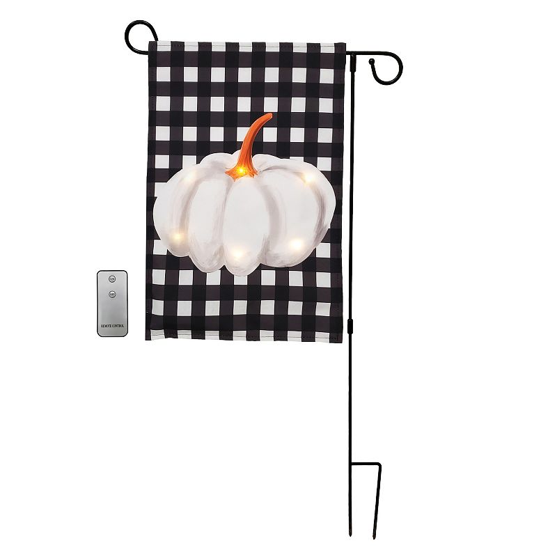 Pumpkin Light-Up Outdoor Garden Flag, Stand & Remote 3-piece Set, Multicolo