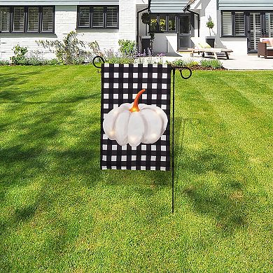 Pumpkin Light-Up Outdoor Garden Flag, Stand & Remote 3-piece Set