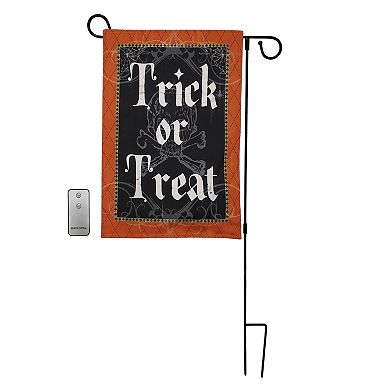 Trick Or Treat Light-Up Outdoor Garden Flag, Stand & Remote 3-piece Set