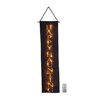 Happy Haunting LED Light-Up Indoor / Outdoor Wall Decor & Remote 2 pc Set