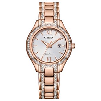 Citizen Eco-Drive Women's Silhouette Crystal Rose Gold-Tone Stainless Steel Bracelet Watch - FE1233-52A