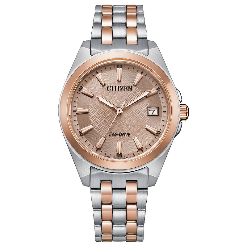 Citizen Eco-Drive Women's Corso Two-Tone Stainless Steel Bracelet Watch - EO1226-59X, Size: Medium, Rose Tone Silver
