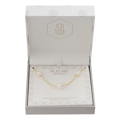 Aleure Precioso 18k Gold Over Silver Freshwater Cultured Pearl Station Necklace