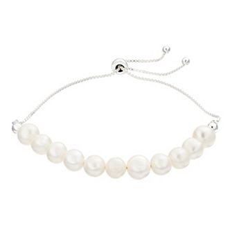 Aleure Precioso Sterling Silver Freshwater Cultured Pearl Adjustable Bracelet