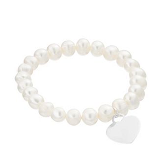 Aleure Precioso Dyed Freshwater Cultured Pearl & Heart Charm Stretch Bracelet