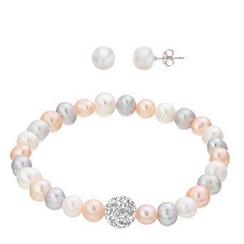 Aleure Precioso Dyed Freshwater Cultured Pearl Fireball Bracelet & Stud Earring Set