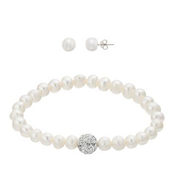 Aleure Precioso Dyed Freshwater Cultured Pearl Fireball Bracelet & Stud Earring Set