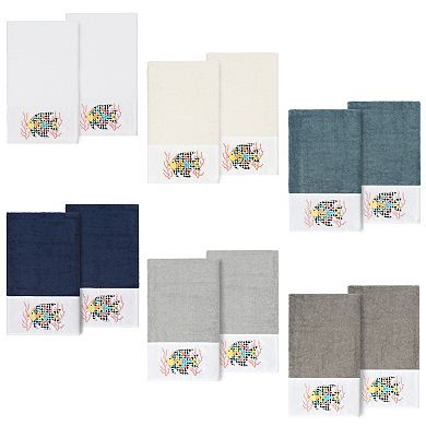 Linum Home Textiles Turkish Cotton Feliz 2-piece Embellished Bath Towel Set