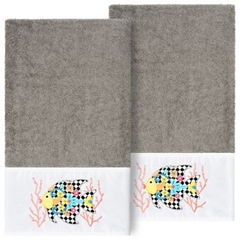 Linum Home Textiles Turkish Cotton Feliz 2 pc Embellished Bath Towel Set