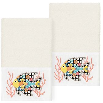 Linum Home Textiles Turkish Cotton Feliz 2 pc Embellished Hand Towel Set