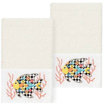 Linum Home Textiles Turkish Cotton Feliz 2 pc Embellished Hand Towel Set