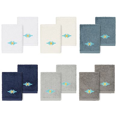 Linum Home Textiles Turkish Cotton Feliz 2-piece Embellished Washcloth Set
