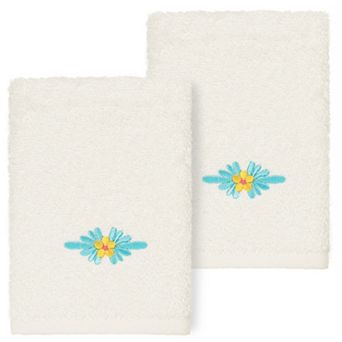 Linum Home Textiles Turkish Cotton Feliz 2 pc Embellished Washcloth Set