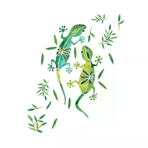 RoomMates Watercolor Geckos Giant Wall Decals, Green