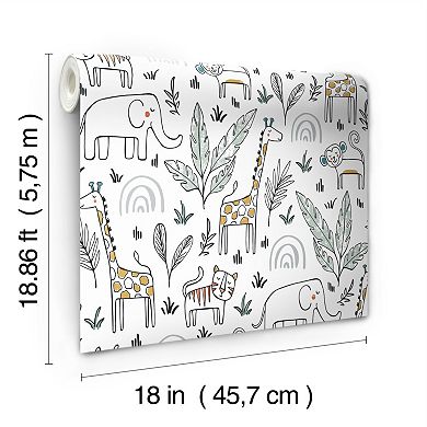 RoomMates Jungle Menagerie Peel & Stick Wallpaper