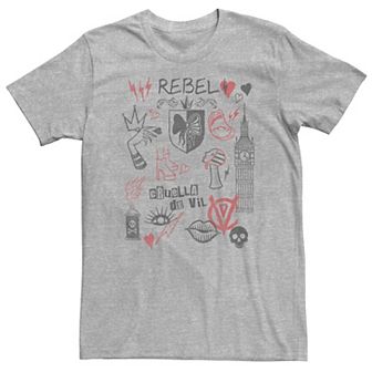 Big & Tall Disney Cruella Rebel Fashion Sketches Tee