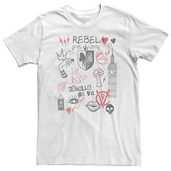Big & Tall Disney Cruella Rebel Fashion Sketches Tee