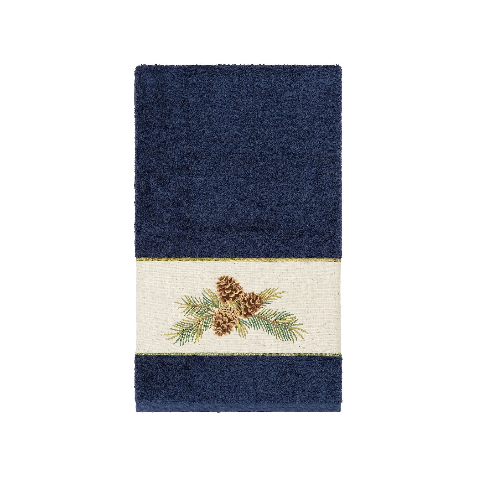 Linum Home Textiles Turkish Cotton Pierre Embellished Bath Towel, Black Blu