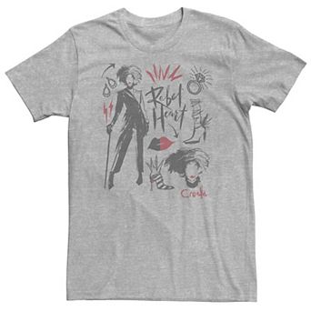 Big & Tall Disney Cruella Rebel Heart Collage Sketches Tee
